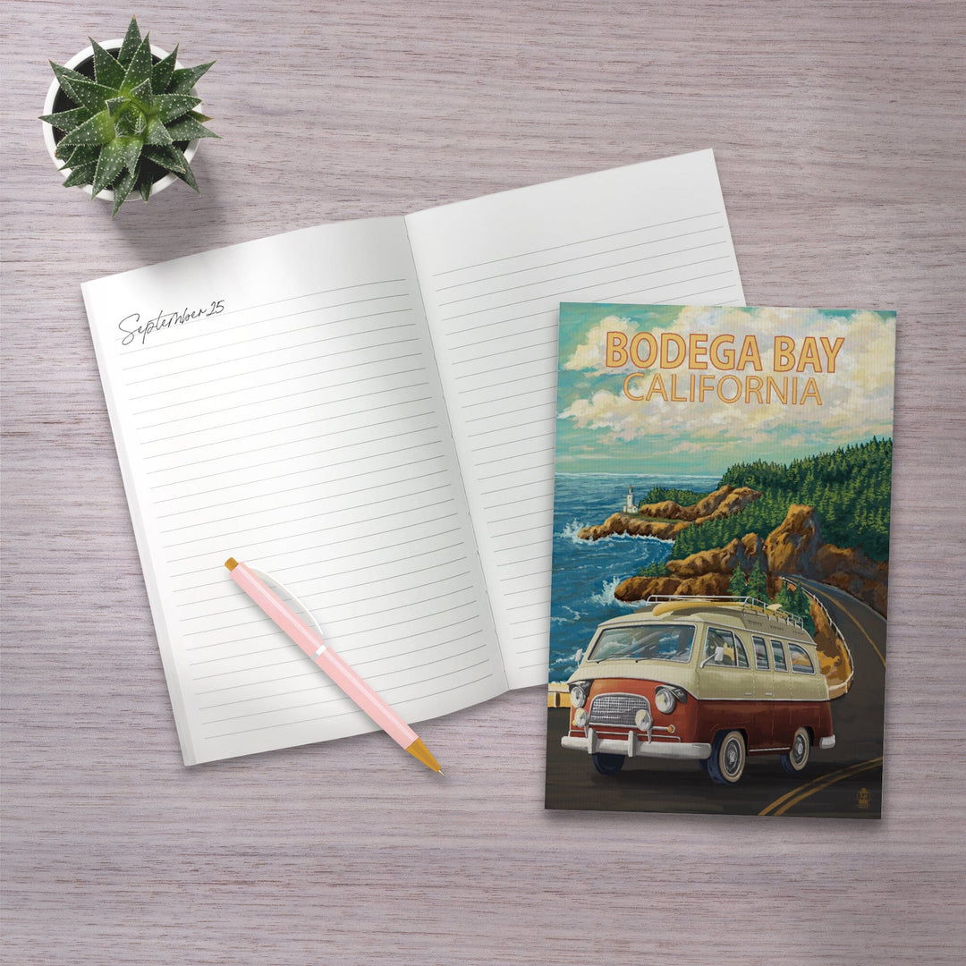 Lined 6x9 Journal, Bodega Bay, California, Camper Van, Lay Flat, 193 Pages, FSC paper Home Lantern Press