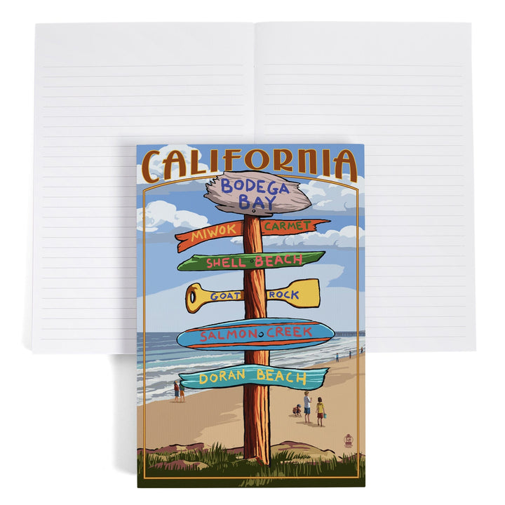 Lined 6x9 Journal, Bodega Bay, California, Destinations Sign, Lay Flat, 193 Pages, FSC paper Home Lantern Press