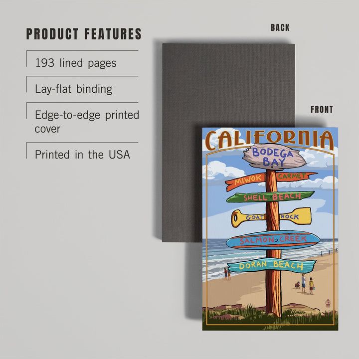 Lined 6x9 Journal, Bodega Bay, California, Destinations Sign, Lay Flat, 193 Pages, FSC paper Home Lantern Press