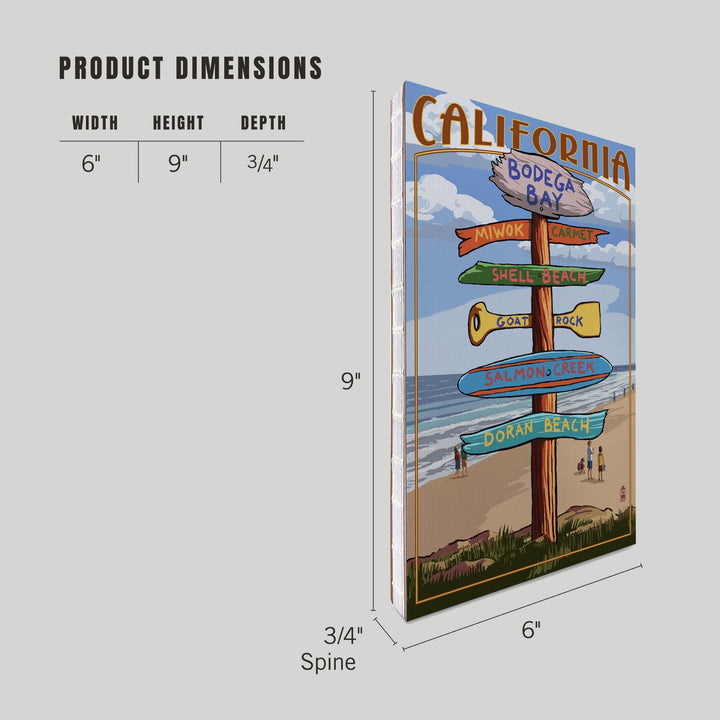 Lined 6x9 Journal, Bodega Bay, California, Destinations Sign, Lay Flat, 193 Pages, FSC paper Home Lantern Press
