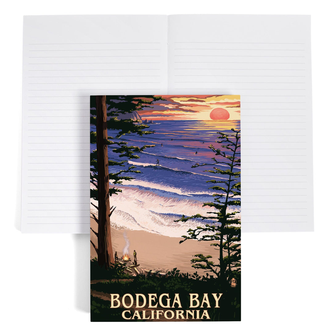 Lined 6x9 Journal, Bodega Bay, California, Sunset and Beach, Lay Flat, 193 Pages, FSC paper Home Lantern Press