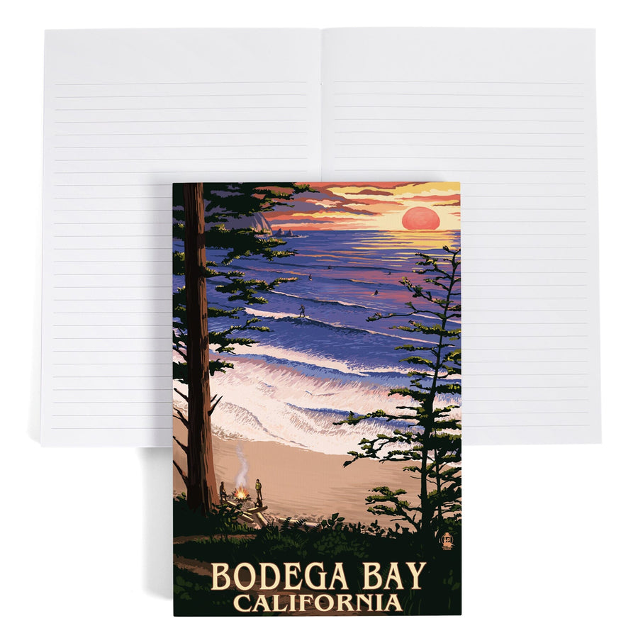 Lined 6x9 Journal, Bodega Bay, California, Sunset and Beach, Lay Flat, 193 Pages, FSC paper Home Lantern Press