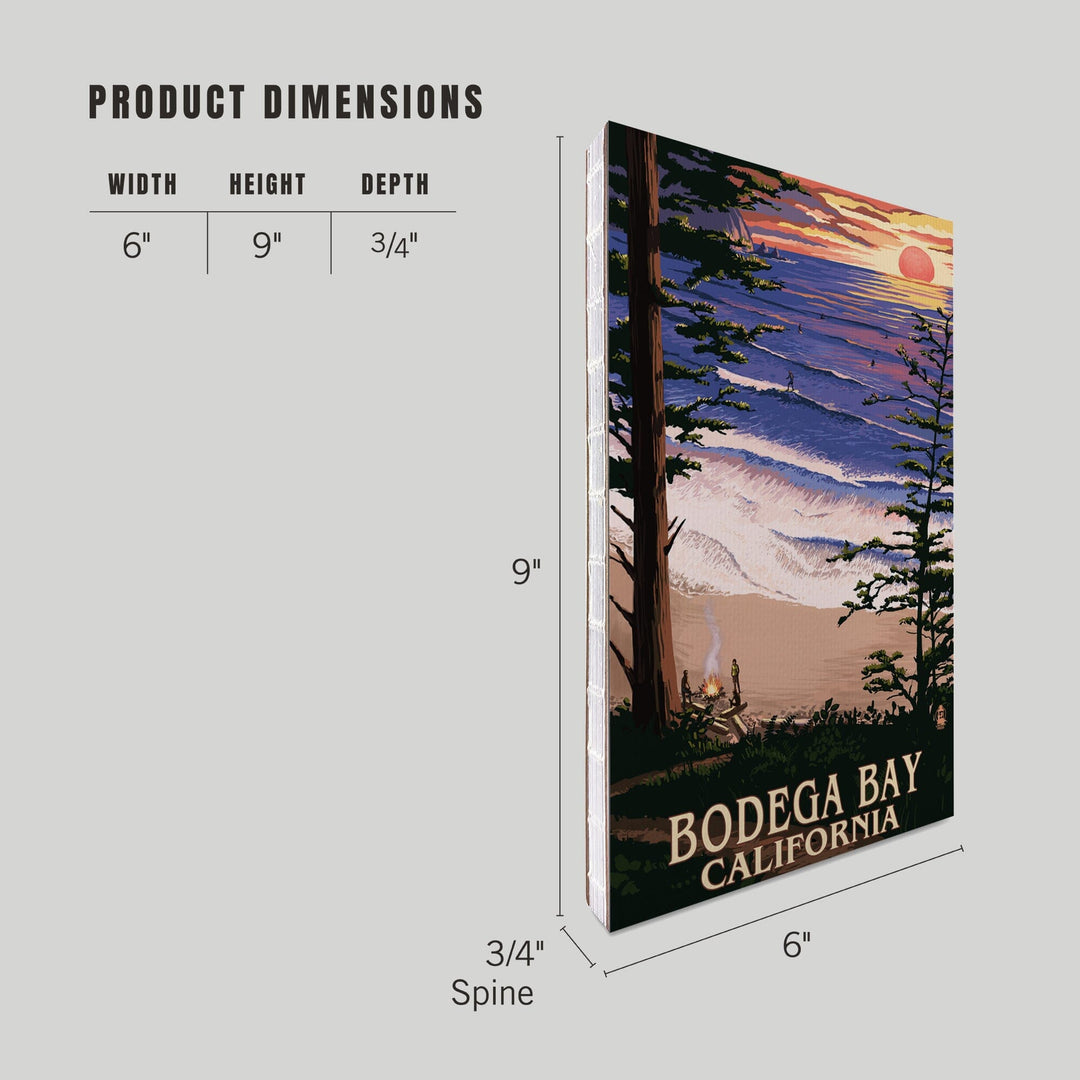 Lined 6x9 Journal, Bodega Bay, California, Sunset and Beach, Lay Flat, 193 Pages, FSC paper Home Lantern Press