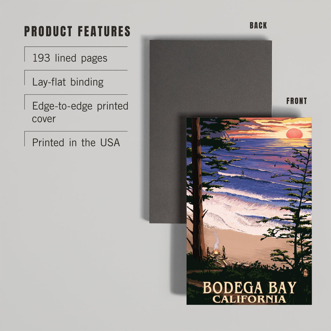 Lined 6x9 Journal, Bodega Bay, California, Sunset and Beach, Lay Flat, 193 Pages, FSC paper Home Lantern Press