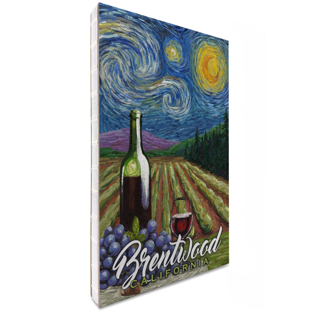 Lined 6x9 Journal, Brentwood, California, Vineyard, Starry Night, Lay Flat, 193 Pages, FSC paper Home Lantern Press