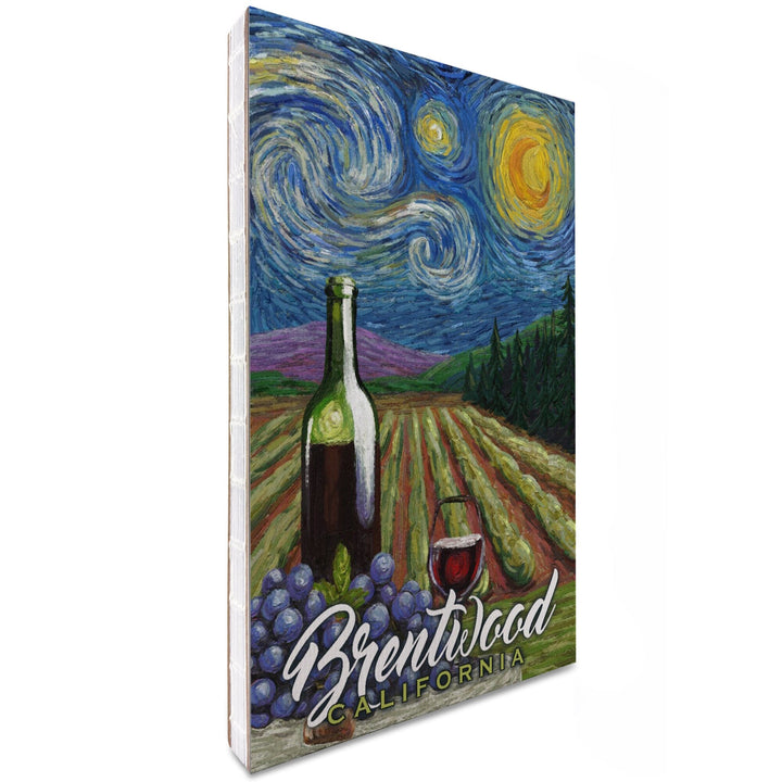 Lined 6x9 Journal, Brentwood, California, Vineyard, Starry Night, Lay Flat, 193 Pages, FSC paper Home Lantern Press