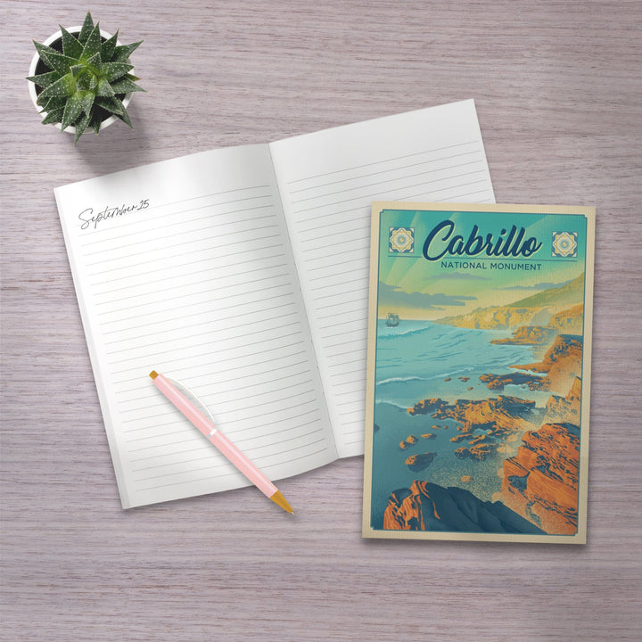 Lined 6x9 Journal, Cabrillo National Monument, California, Lithograph, Lay Flat, 193 Pages, FSC paper Home Lantern Press