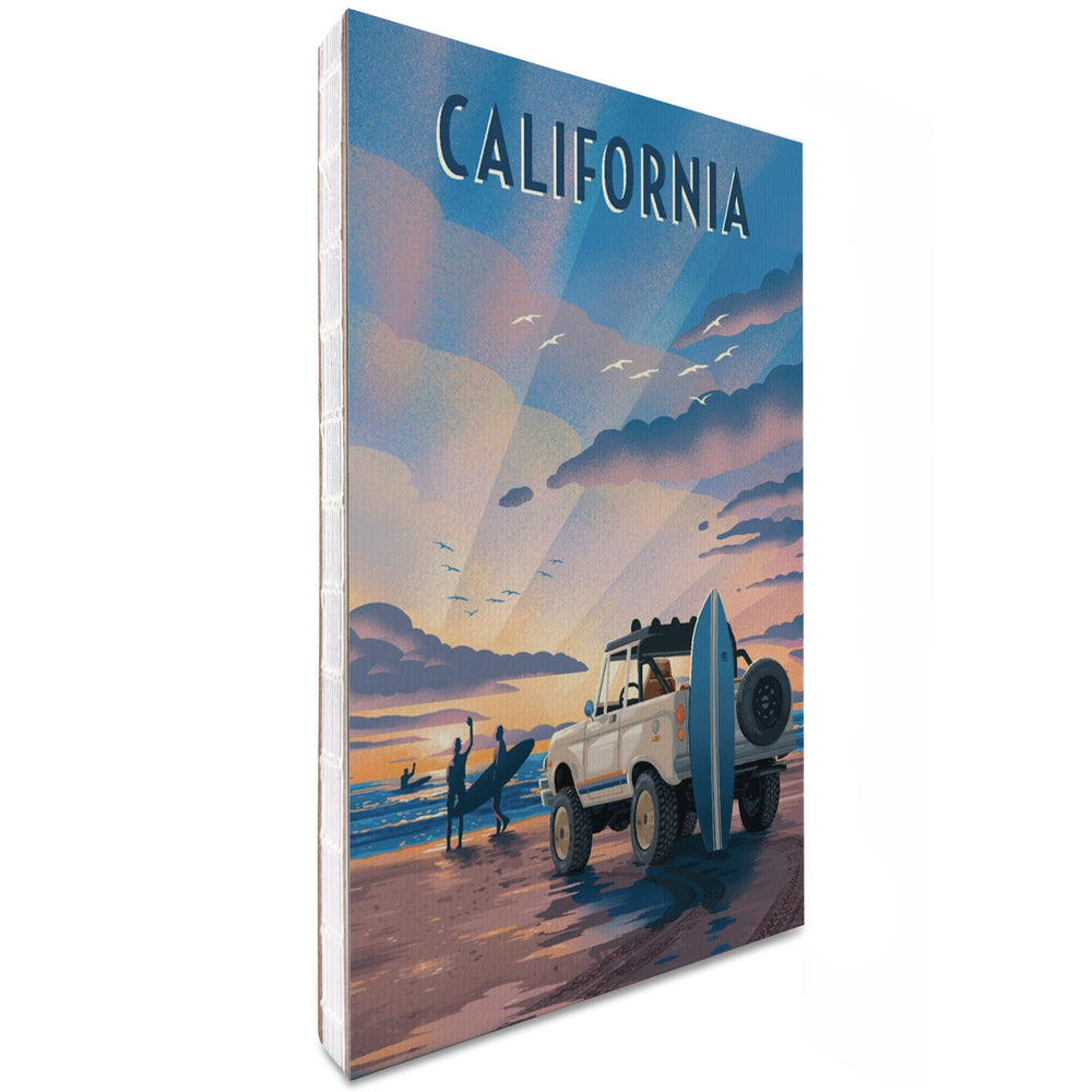 Lined 6x9 Journal, California, Beach Lithograph, Lay Flat, 193 Pages, FSC paper Home Lantern Press