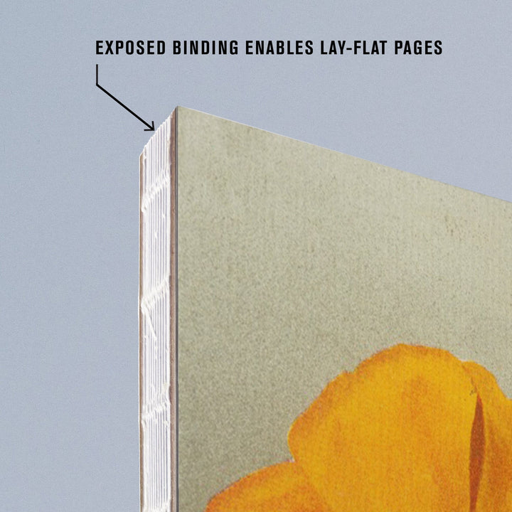 Lined 6x9 Journal, California, Bottom Text, Poppies, Lay Flat, 193 Pages, FSC paper Home Lantern Press