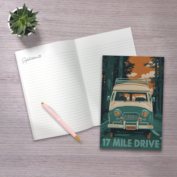 Lined 6x9 Journal, California, Camper Van, 17 Mile Drive, Lay Flat, 193 Pages, FSC paper Home Lantern Press