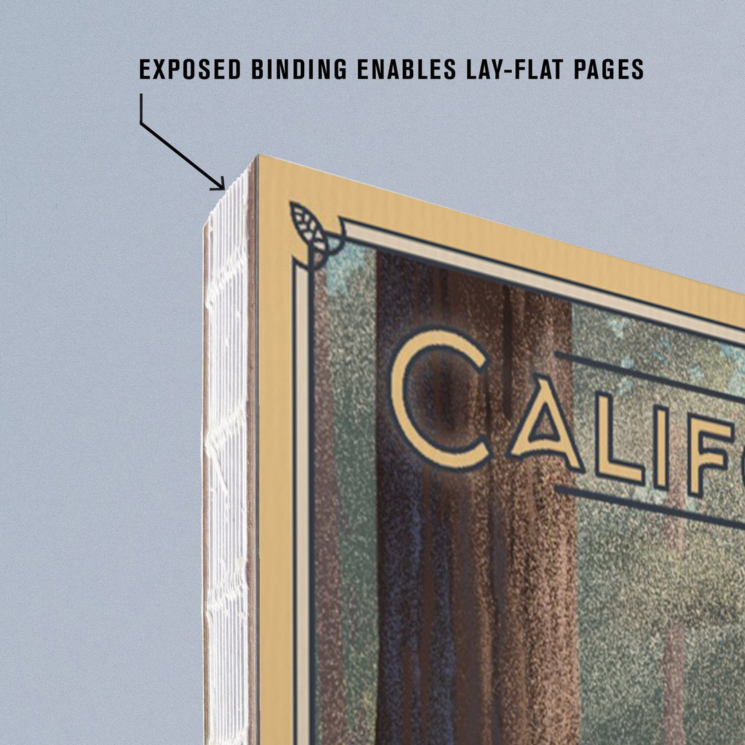 Lined 6x9 Journal, California, Deer in Forest, Lithograph, Lay Flat, 193 Pages, FSC paper Home Lantern Press