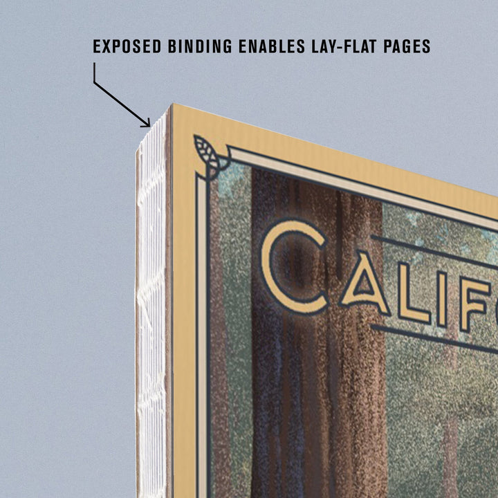 Lined 6x9 Journal, California, Deer in Forest, Lithograph, Lay Flat, 193 Pages, FSC paper Home Lantern Press