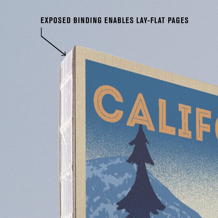 Lined 6x9 Journal, California, Elk and Mountain Scene, Lithograph, Lay Flat, 193 Pages, FSC paper Home Lantern Press