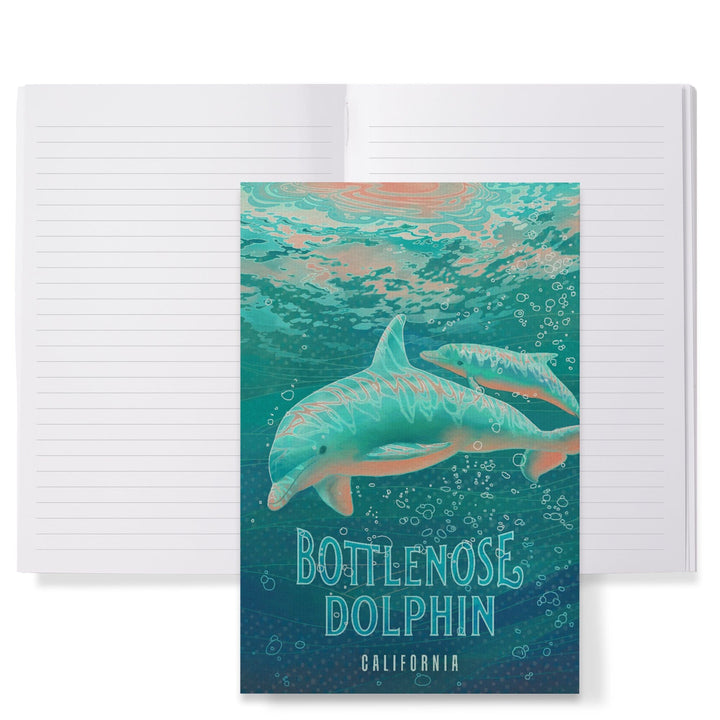Lined 6x9 Journal, California, Fluid Linework, Bottlenose Dolphin, Lay Flat, 193 Pages, FSC paper Home Lantern Press