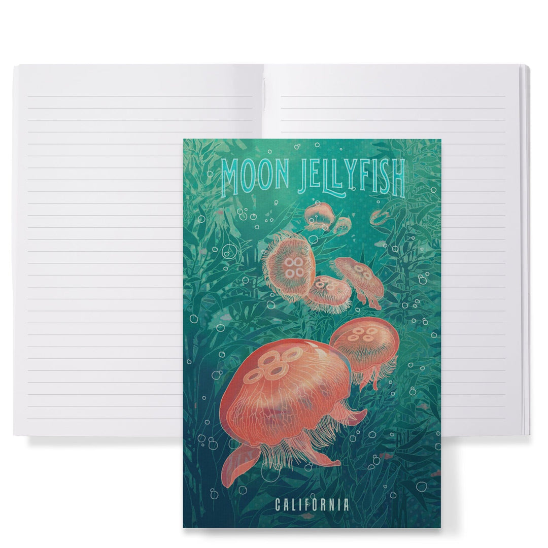 Lined 6x9 Journal, California, Fluid Linework, Moon Jelly fish, Lay Flat, 193 Pages, FSC paper Home Lantern Press