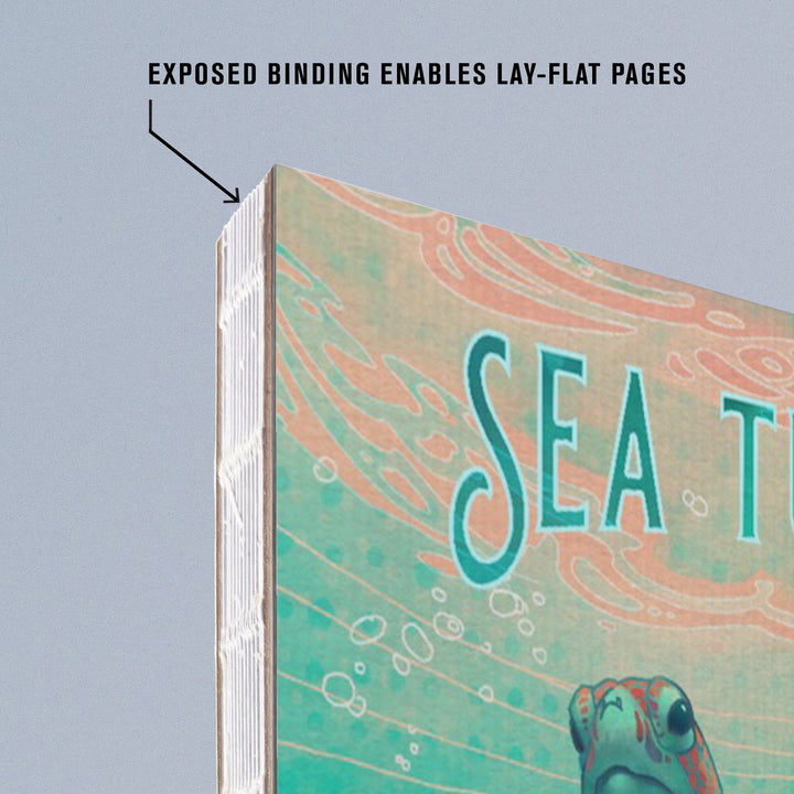 Lined 6x9 Journal, California, Fluid Linework, Sea Turtle, Lay Flat, 193 Pages, FSC paper Home Lantern Press