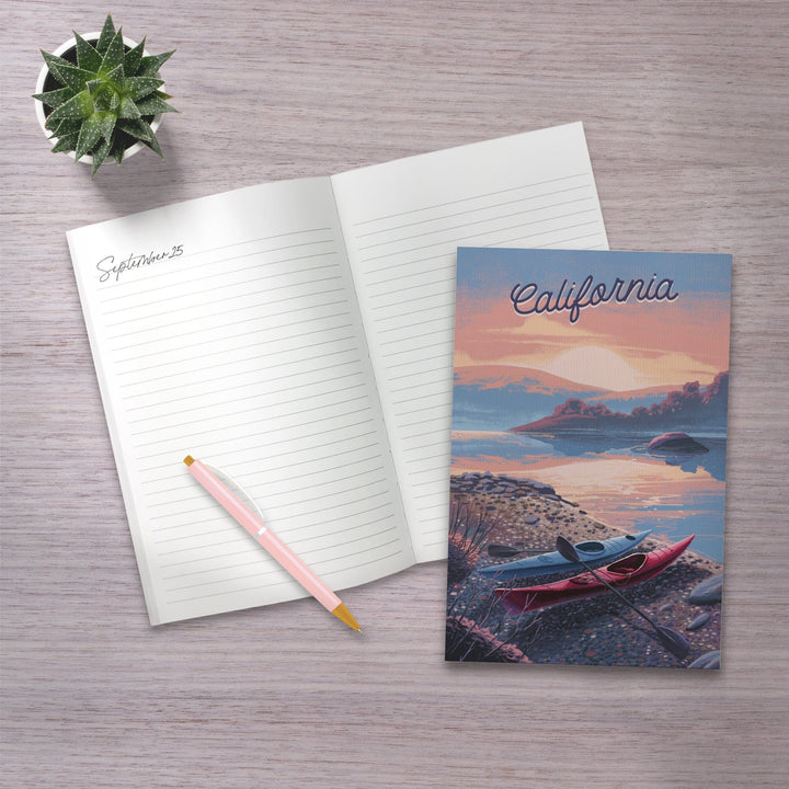 Lined 6x9 Journal, California, Glassy Sunrise, Kayak, Lay Flat, 193 Pages, FSC paper Home Lantern Press