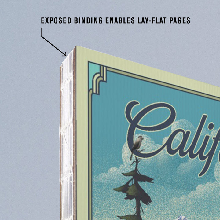 Lined 6x9 Journal, California, Lake, Lithograph, Lay Flat, 193 Pages, FSC paper Home Lantern Press
