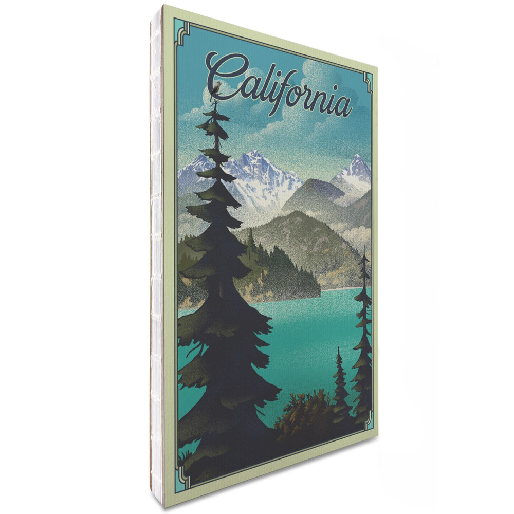 Lined 6x9 Journal, California, Lake, Lithograph, Lay Flat, 193 Pages, FSC paper Home Lantern Press