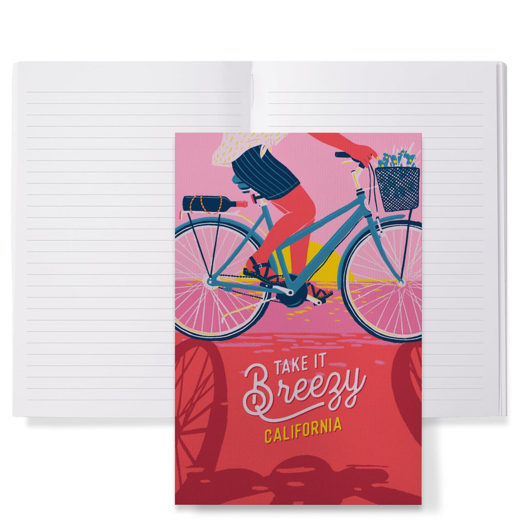 Lined 6x9 Journal, California, Life's a Ride Collection, Bicycling on the Beach, Take It Breezy, Lay Flat, 193 Pages, FSC paper Home Lantern Press