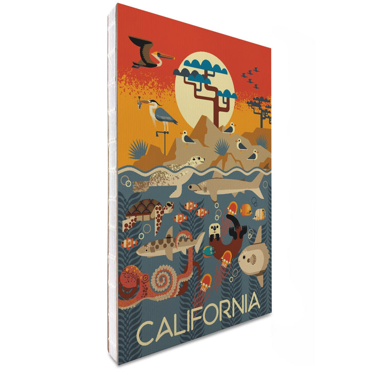 Lined 6x9 Journal, California, Marine Animals, Geometric, Lay Flat, 193 Pages, FSC paper Home Lantern Press