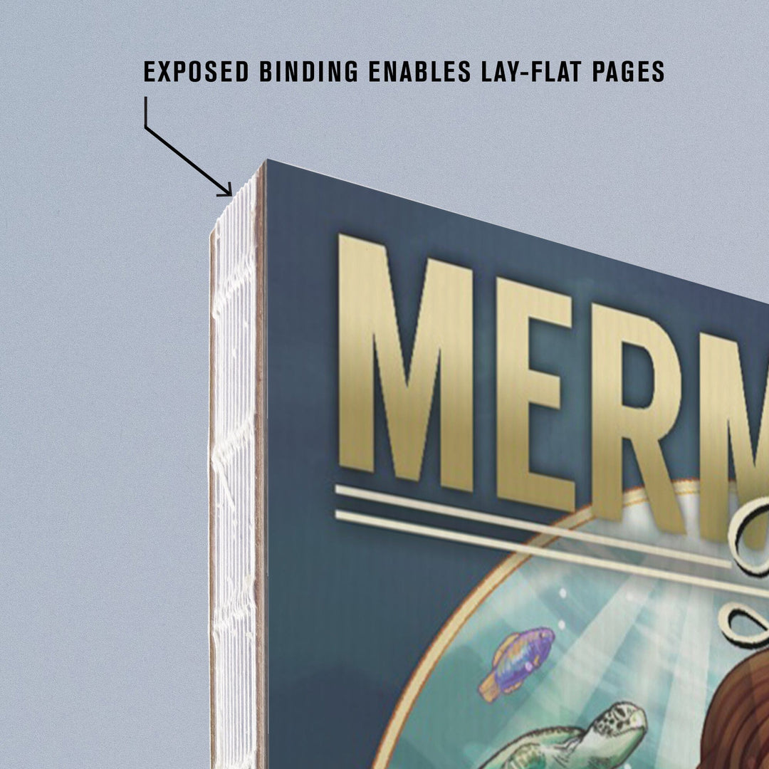 Lined 6x9 Journal, California, Mermaids Drink for Free (top), Lay Flat, 193 Pages, FSC paper Home Lantern Press