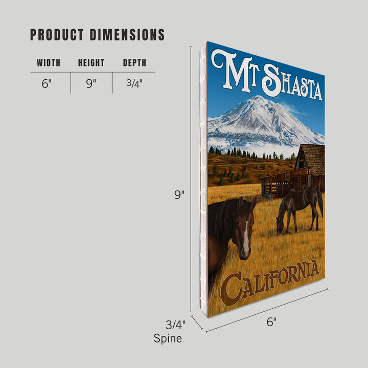 Lined 6x9 Journal, California, Mount Shasta and Horses, Lay Flat, 193 Pages, FSC paper Home Lantern Press