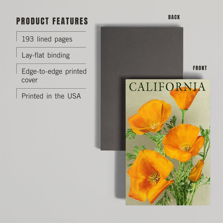 Lined 6x9 Journal, California, Poppies, Lay Flat, 193 Pages, FSC paper Home Lantern Press