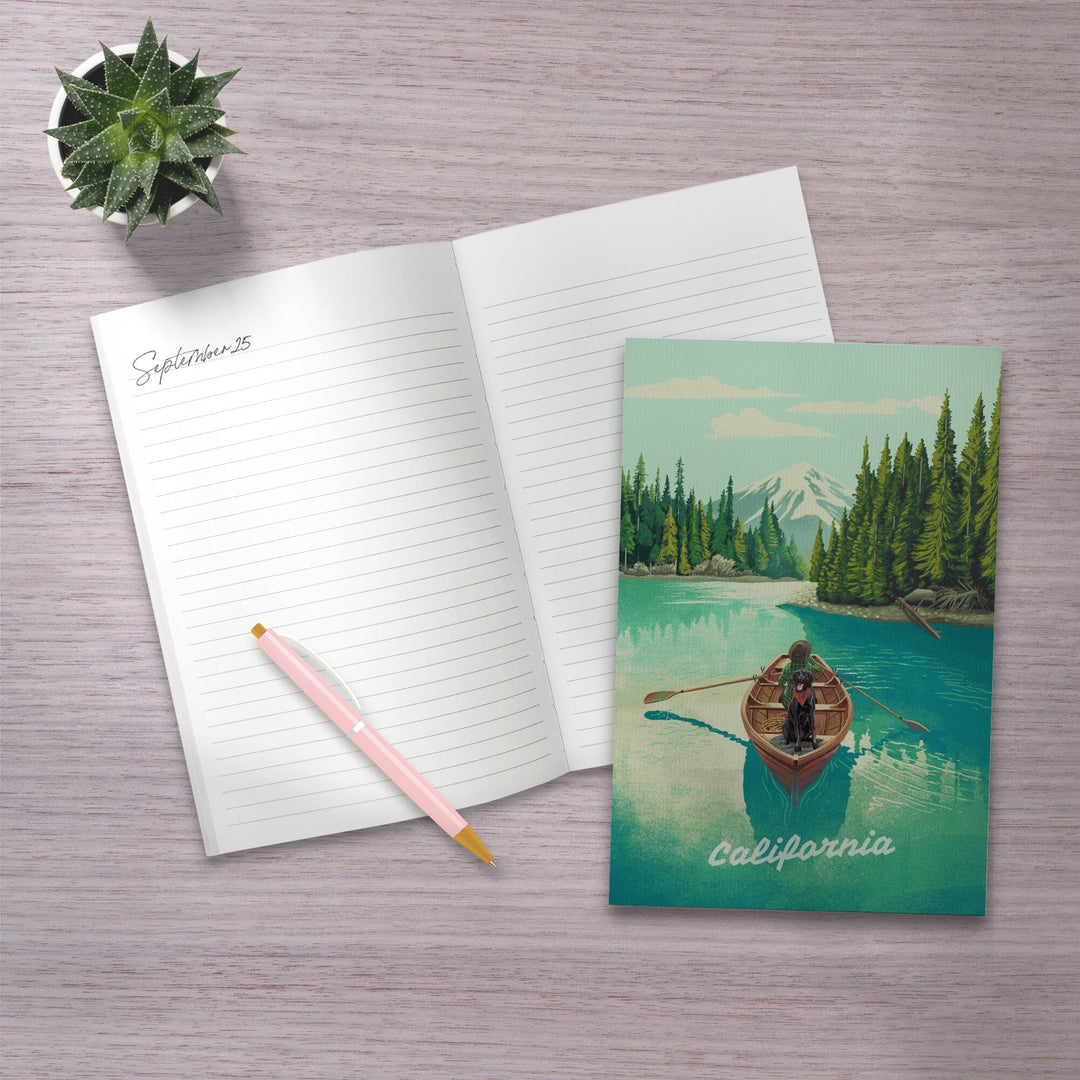 Lined 6x9 Journal, California, Quiet Explorer, Boating, Mountain, Lay Flat, 193 Pages, FSC paper Home Lantern Press