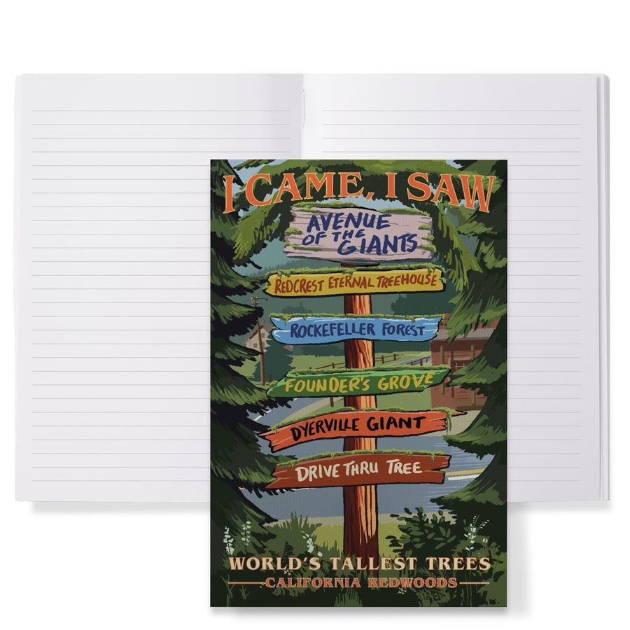 Lined 6x9 Journal, California Redwoods, Destination Signpost, I Came I Saw, Lay Flat, 193 Pages, FSC paper Home Lantern Press