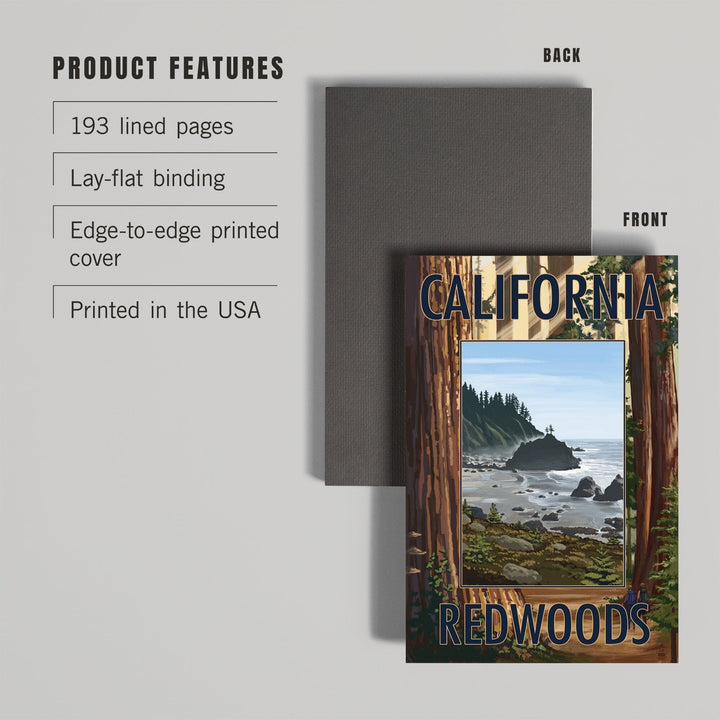 Lined 6x9 Journal, California Redwoods, Ocean Scene, Lay Flat, 193 Pages, FSC paper Home Lantern Press