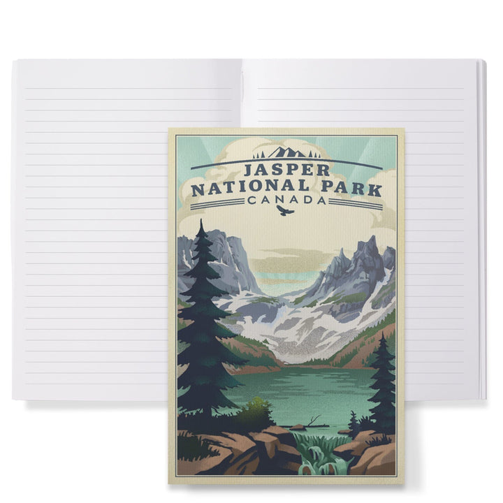 Lined 6x9 Journal, Canada, Jasper National Park, Lake, Lithograph, Lay Flat, 193 Pages, FSC paper Home Lantern Press