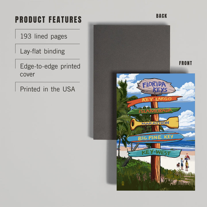 Lined 6x9 Journal, Florida Keys, Destinations Sign, Lay Flat, 193 Pages, FSC paper Home Lantern Press