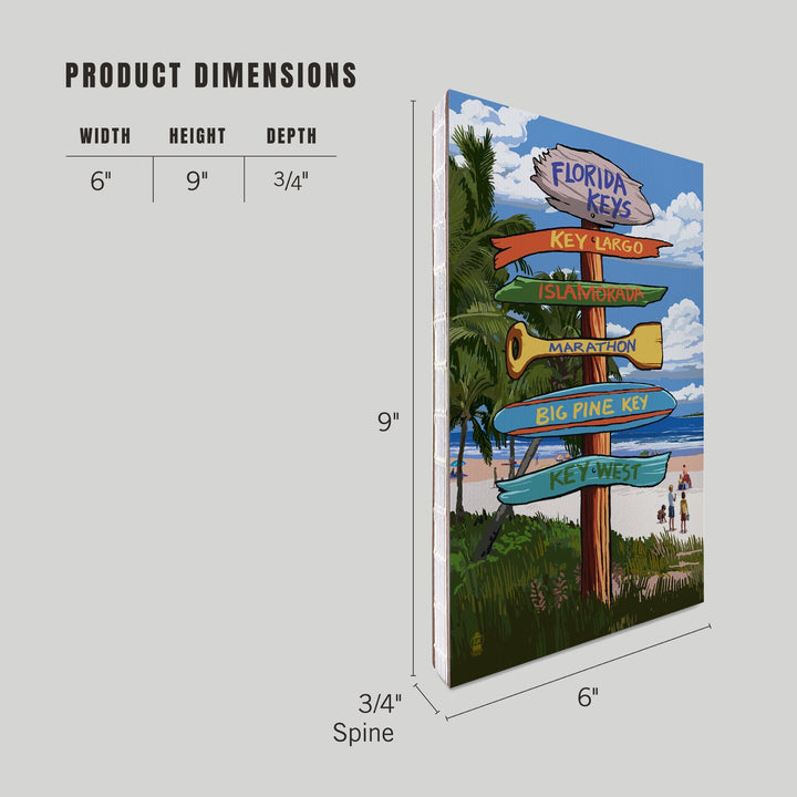 Lined 6x9 Journal, Florida Keys, Destinations Sign, Lay Flat, 193 Pages, FSC paper Home Lantern Press