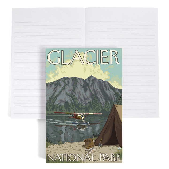 Lined 6x9 Journal, Glacier National Park, Montana, Bush Plane and Fishing, Lay Flat, 193 Pages, FSC paper Home Lantern Press