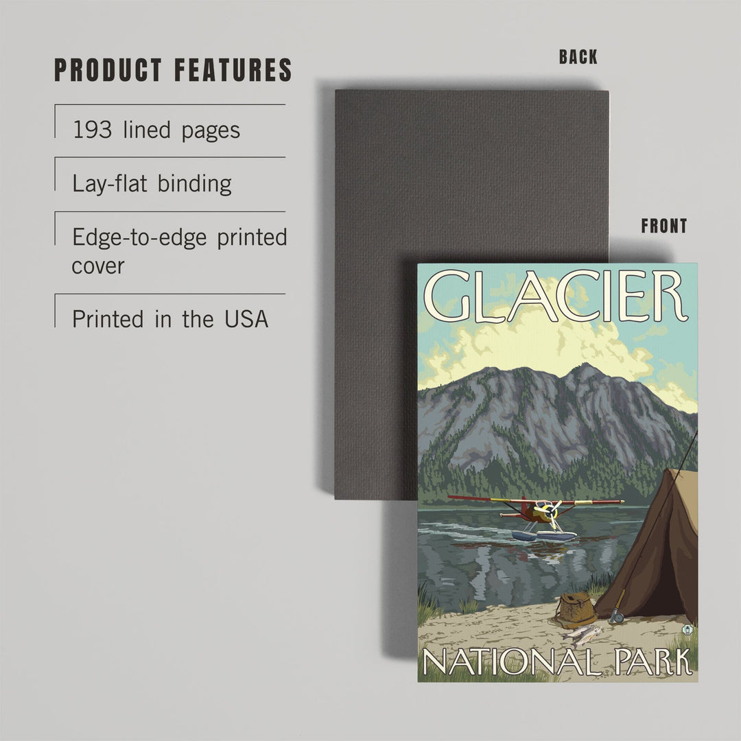 Lined 6x9 Journal, Glacier National Park, Montana, Bush Plane and Fishing, Lay Flat, 193 Pages, FSC paper Home Lantern Press