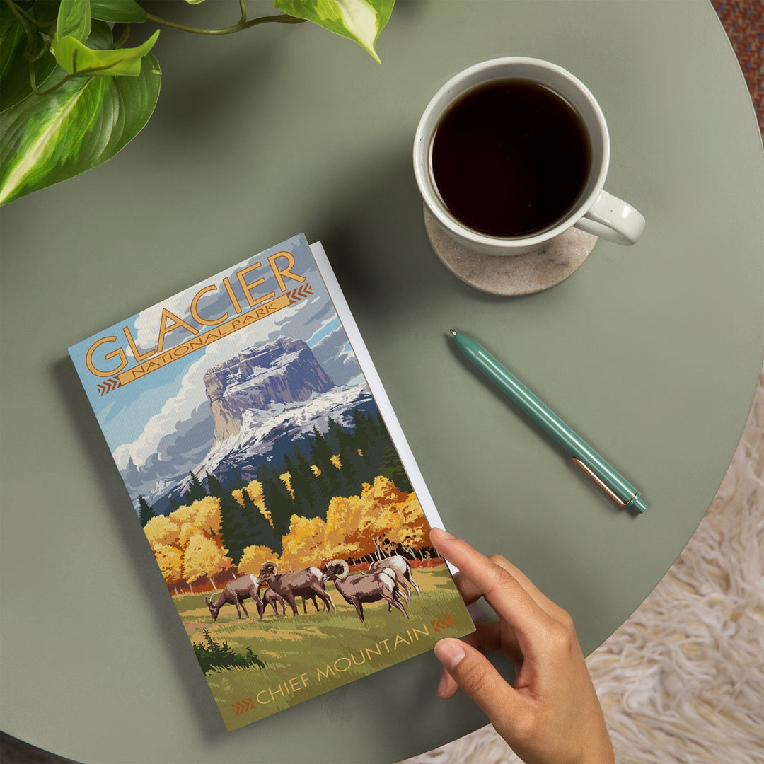 Lined 6x9 Journal, Glacier National Park, Montana, Chief Mountain and Big Horn Sheep, Lay Flat, 193 Pages, FSC paper Home Lantern Press