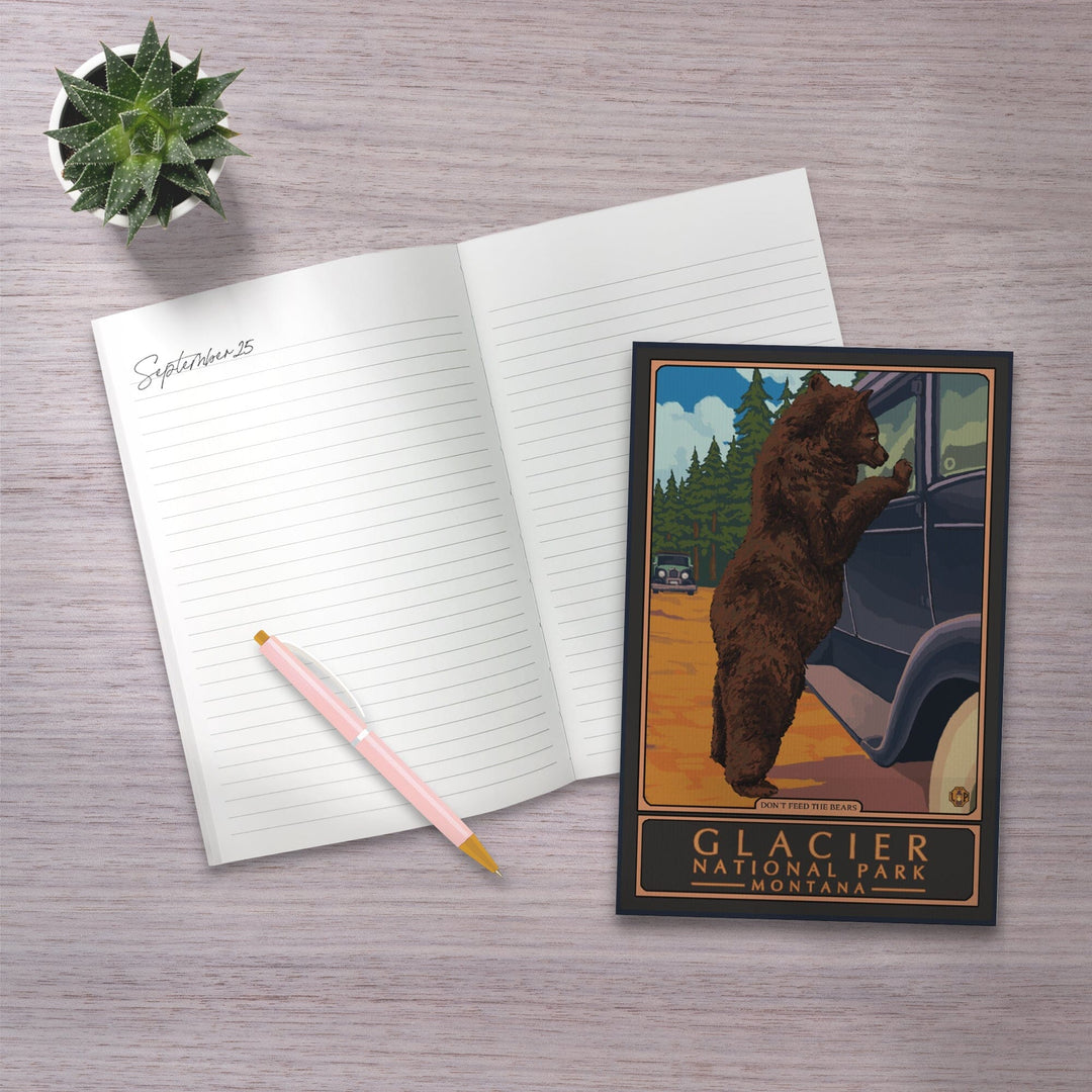 Lined 6x9 Journal, Glacier National Park, Montana, Don't Feed the Bears, Lay Flat, 193 Pages, FSC paper Home Lantern Press