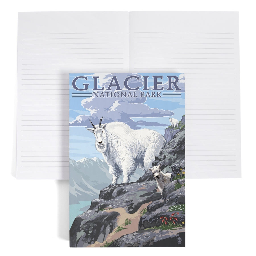 Lined 6x9 Journal, Glacier National Park, Montana, Mountain Goat and Kid, Illustration, Lay Flat, 193 Pages, FSC paper Home Lantern Press