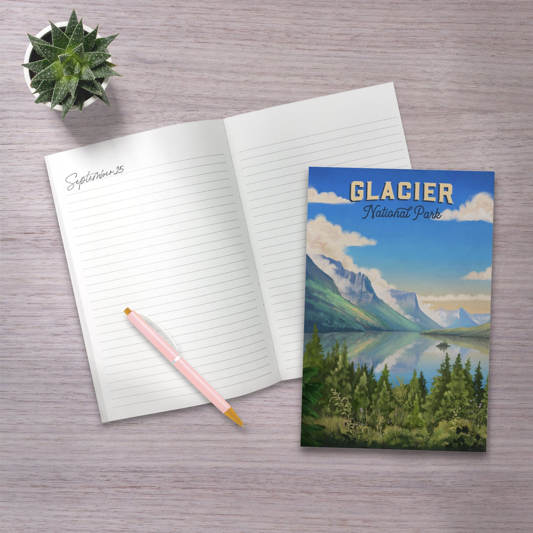 Lined 6x9 Journal, Glacier National Park, Montana, Oil Painting, Lay Flat, 193 Pages, FSC paper Home Lantern Press