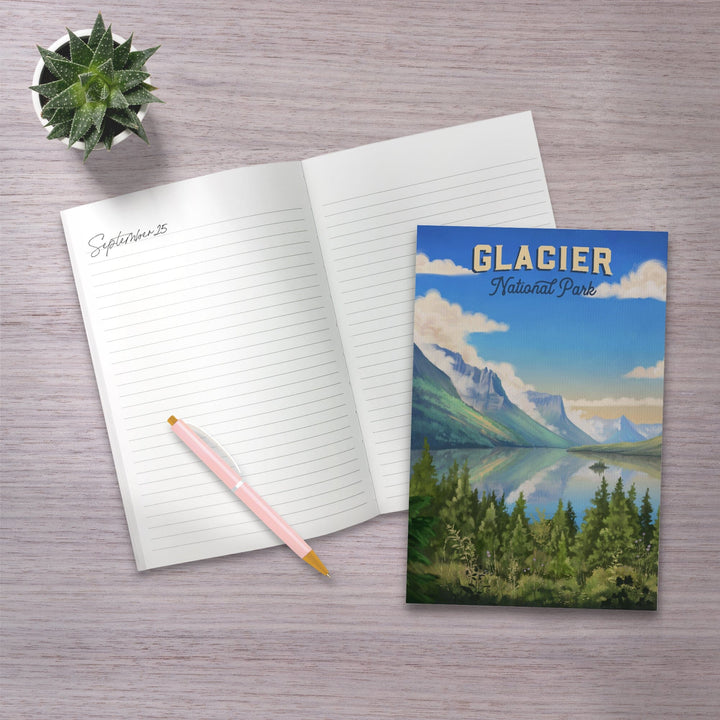 Lined 6x9 Journal, Glacier National Park, Montana, Oil Painting, Lay Flat, 193 Pages, FSC paper Home Lantern Press