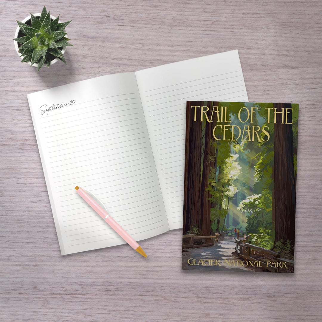 Lined 6x9 Journal, Glacier National Park, Montana, Trail of the Cedars, Lay Flat, 193 Pages, FSC paper Home Lantern Press