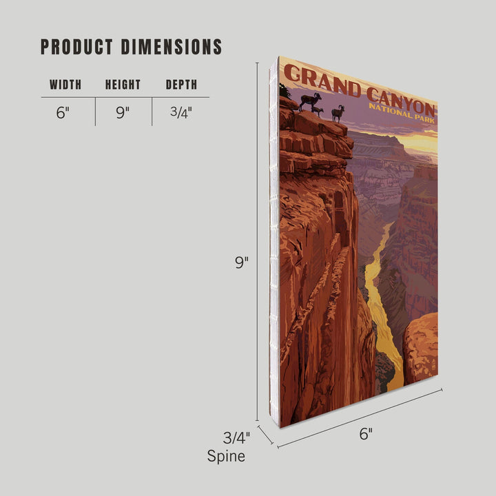Lined 6x9 Journal, Grand Canyon National Park, Arizona, Bighorn Sheep on Point, Lay Flat, 193 Pages, FSC paper Home Lantern Press