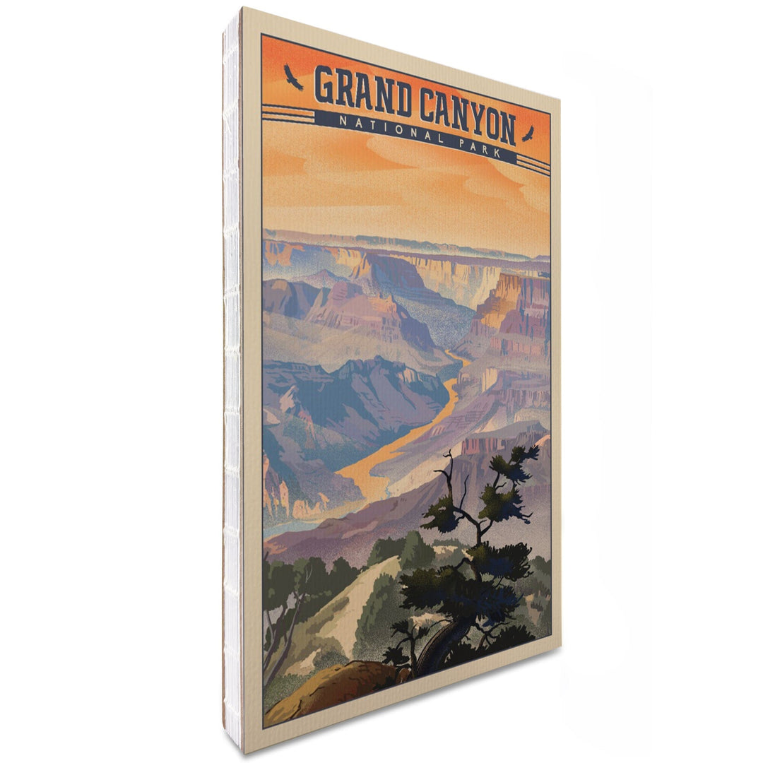 Lined 6x9 Journal, Grand Canyon National Park, Arizona, Desert View, Lithograph National Park Series, Lay Flat, 193 Pages, FSC paper Home Lantern Press