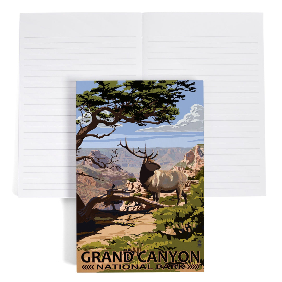 Lined 6x9 Journal, Grand Canyon National Park, Arizona, Elk and South Rim, Lay Flat, 193 Pages, FSC paper Home Lantern Press