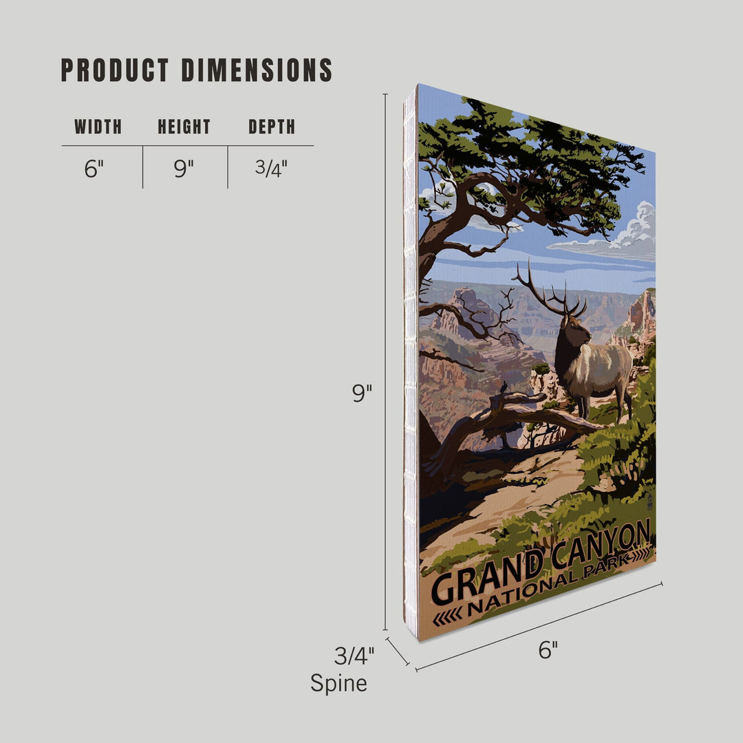 Lined 6x9 Journal, Grand Canyon National Park, Arizona, Elk and South Rim, Lay Flat, 193 Pages, FSC paper Home Lantern Press