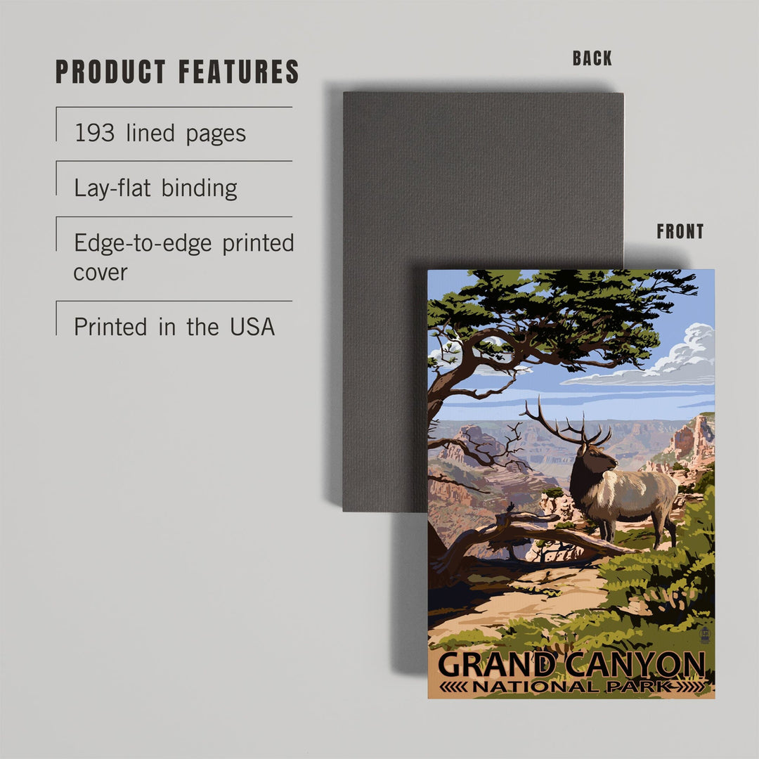 Lined 6x9 Journal, Grand Canyon National Park, Arizona, Elk and South Rim, Lay Flat, 193 Pages, FSC paper Home Lantern Press