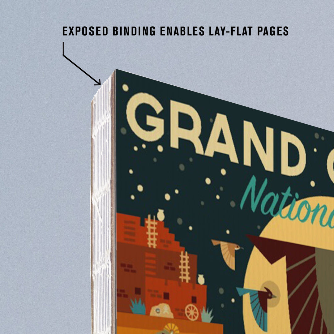 Lined 6x9 Journal, Grand Canyon National Park, Arizona, Geometric National Park Series (night), Lay Flat, 193 Pages, FSC paper Home Lantern Press