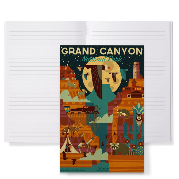 Lined 6x9 Journal, Grand Canyon National Park, Arizona, Geometric National Park Series (night), Lay Flat, 193 Pages, FSC paper Home Lantern Press