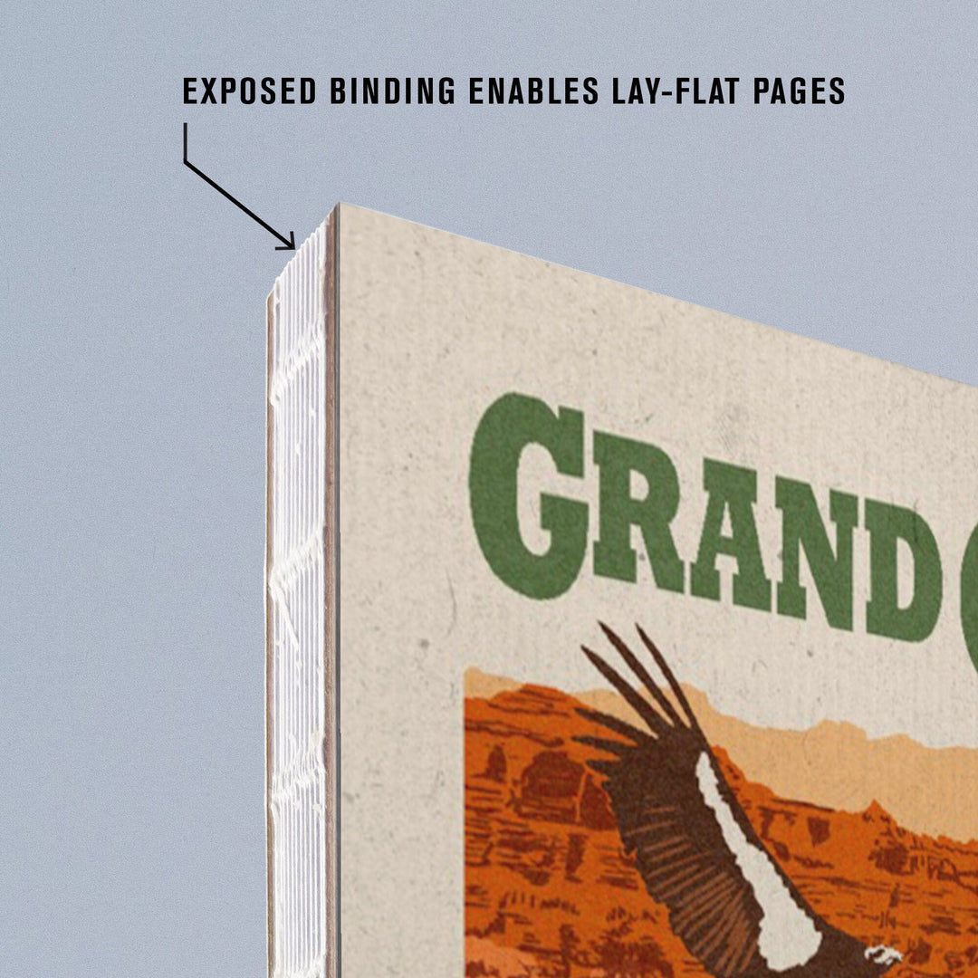 Lined 6x9 Journal, Grand Canyon National Park, Arizona, Hikers Scene, Woodblock, Lay Flat, 193 Pages, FSC paper Home Lantern Press